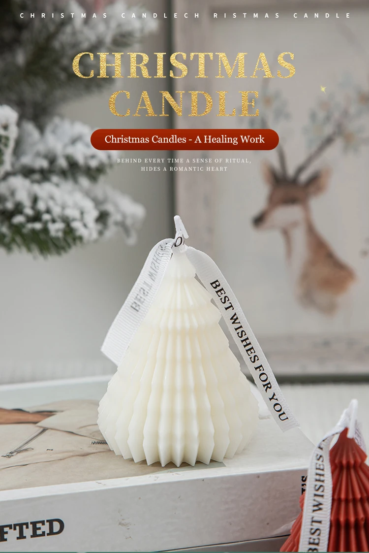 Christmas Home Decoration Luxury Gift Box Candle Christmas Tree Shaped Scented Soy Wax Candles