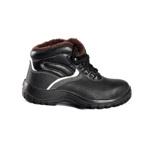 Anti-smash Puncture-proof Winter Safety Shoes for Unisex with Reflective Mid Top Labor Work Footwear With Fur Keep Warm for Men
