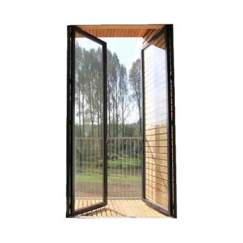 Thermal Break Insulated tempered glass exterior toughened glass aluminium alloy double glazed security doors for house