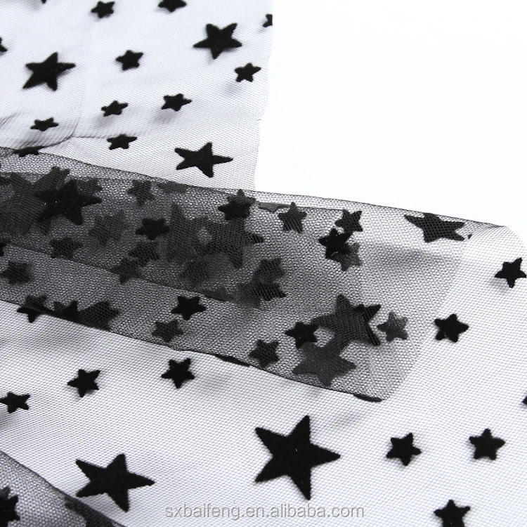 Различные стили Изысканный и очаровательный 100% полиэстер легкая аппликации звезда кружевная ткань