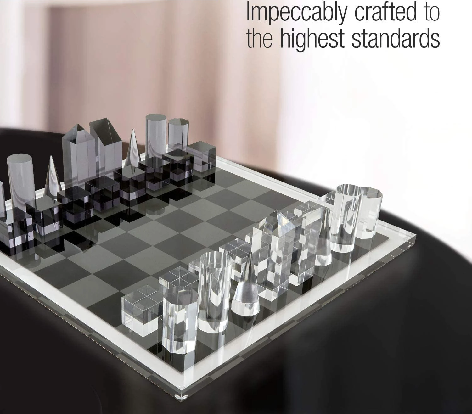 High Quality Custom Chess Board Games Checkers Building Blocks Luxury Backgammon Acrylic Chess Set