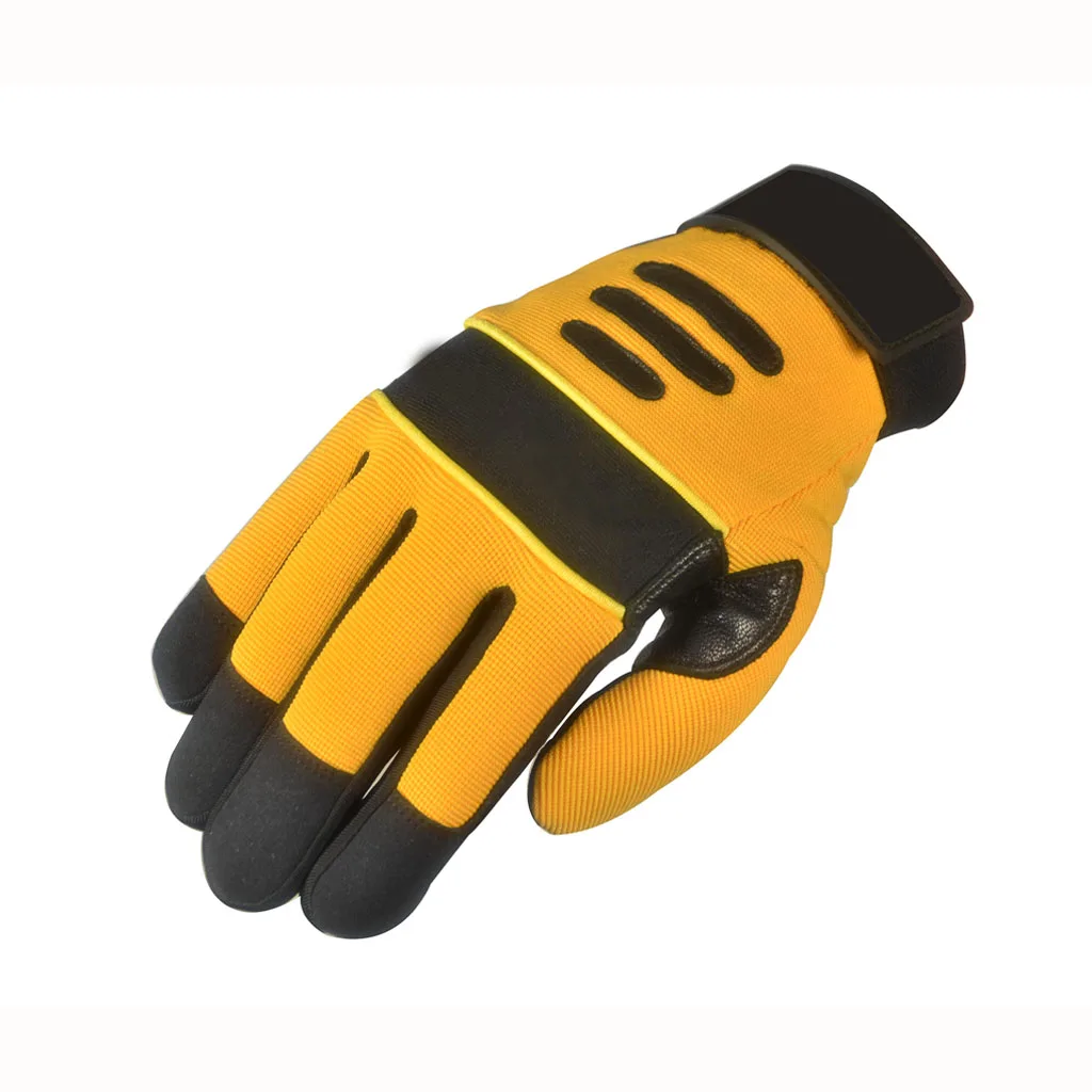 Mechanical Synthetic Leather Textured PVC Patch  Assembly Mechanic Safety Work Gloves