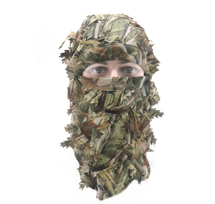 Aeloa Sniper Traning Head Hood Hat Sniper Training Grass 3D Woodland Camouflage Head Hood Veil Cover Hat