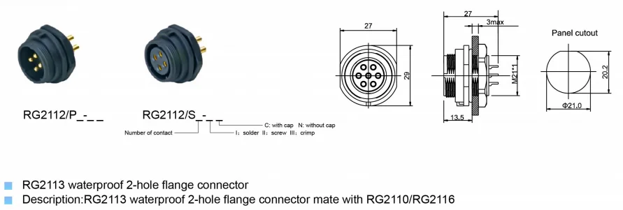 SP21 IP68 9p Circular Plastic Connectors PC Nylon66 Panel Mount 20awg