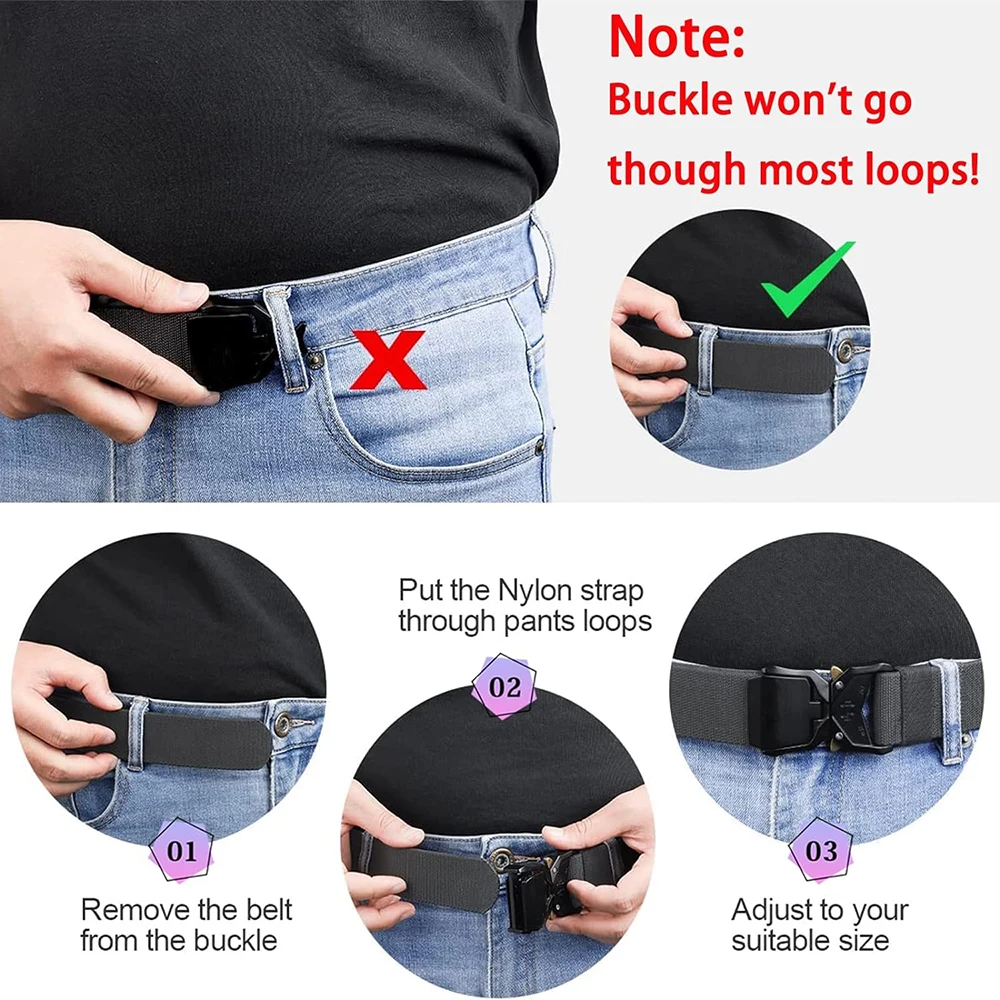 High Quality Durable Tactical Belts Nylon Web Work Belt with Heavy Duty Quick Release Tactical Belt