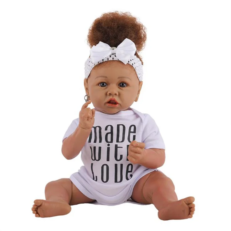 Vinyl Baby Girl Doll Reborn 20" African American Doll Lifelike Newborn Doll