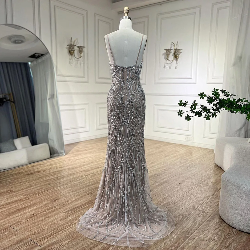 open lace back dress Luxury Pearl String Sexy See Through White Sequins Long Dress Elegant main image 0
