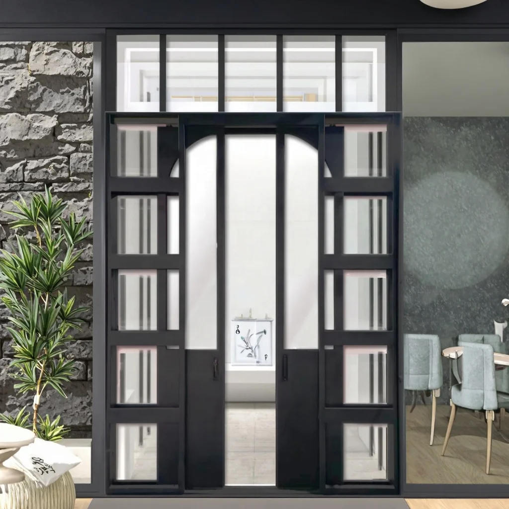 Modern Custom Designed Iron Door Steel Silding Screen Finished for Interior Use Living Room Bedroom Apartment Villa Dining Hall factory