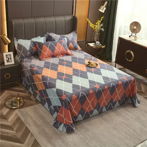 Wholesale Customized  King Size Printed Cotton/Polyester 3pcs Bedsheets Plain Dyed Duvet Cover Bedding Sets
