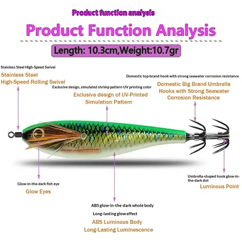 Wooden Shrimp Artificial Hard Bait Night-Luminous Balancing 80mm 107g No Hooks Fishing Lure – Hard Lure – view 4