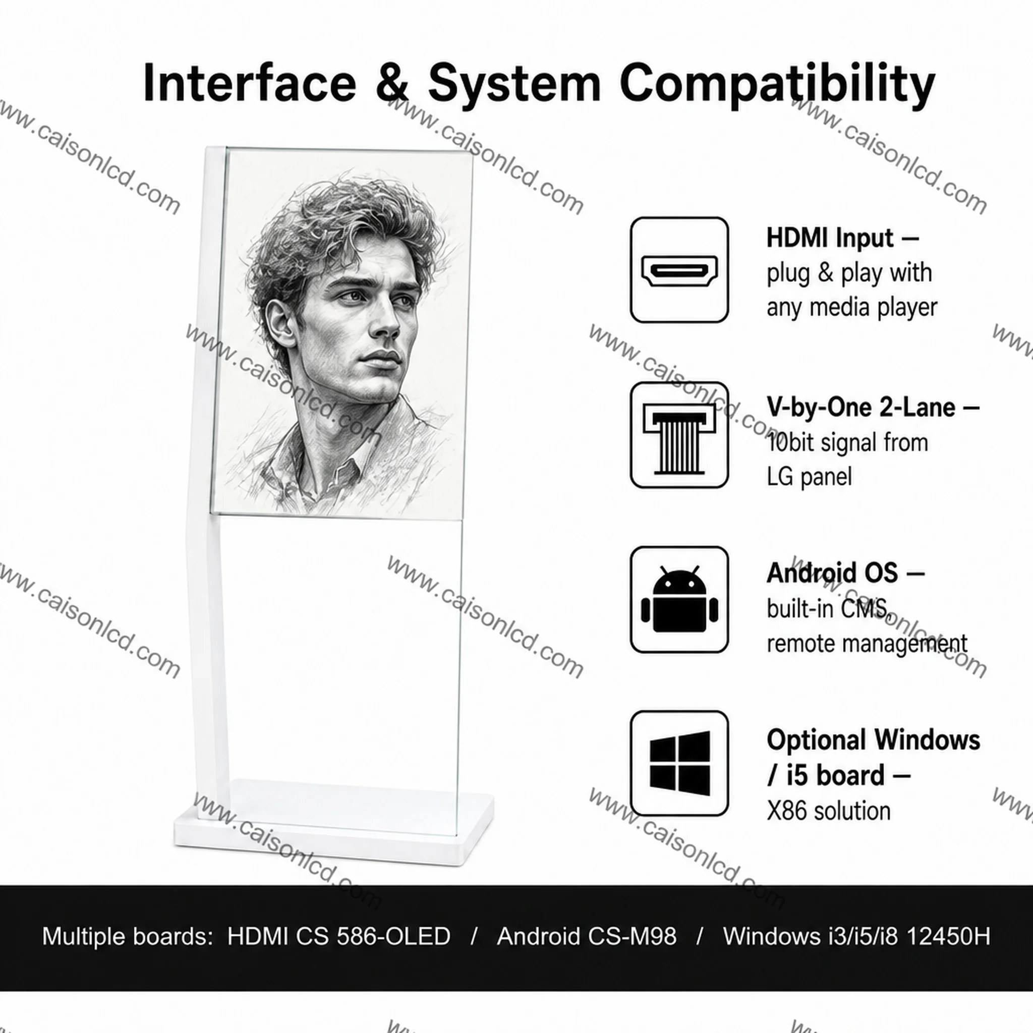 product 30 inch transparent glass oled display window advertising player ultra thin transparent double sided digital signage999-4