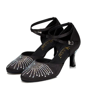 Women's Satin Salsa Dance Shoes Adult Indoor Stage Latin Dance Shoes Fashion Tango Dancing Shoes
