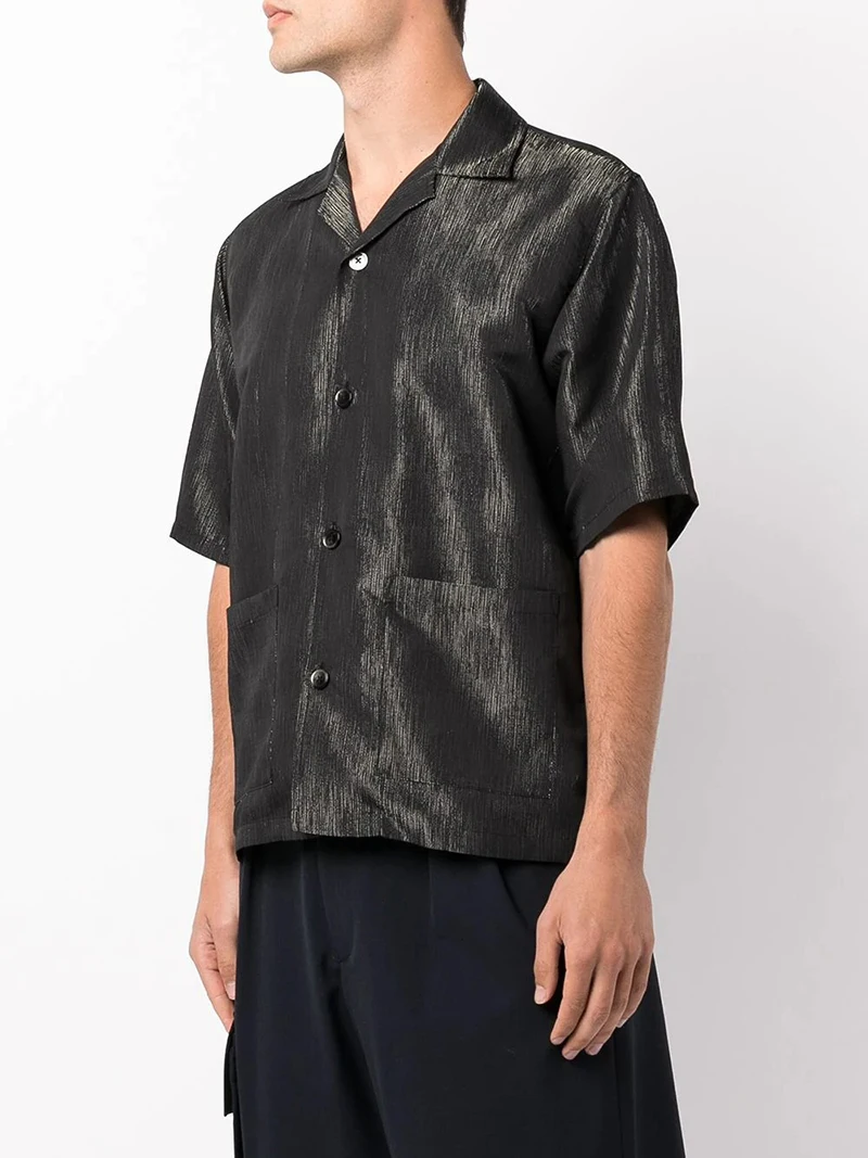 Latest Design Summer Old School Short Sleeve Silk Fabric Pockets Casual Shirts for Men gallery 2