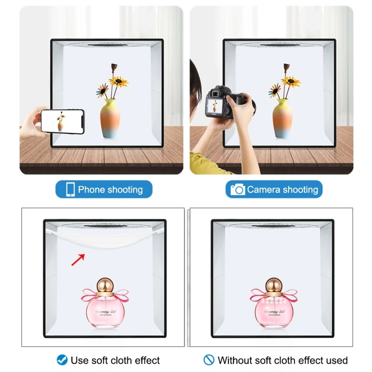 
 Портативный складной лайтбокс PULUZ для фотостудии, 40 см, 144 светодиодов, 6 цветов  
