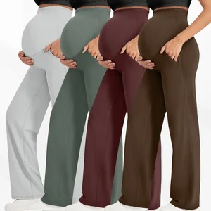 Maternity Wide-Leg Pants Casual Style Non-Restrictive Belly Fit Supportive High-Waisted Yoga-Friendly