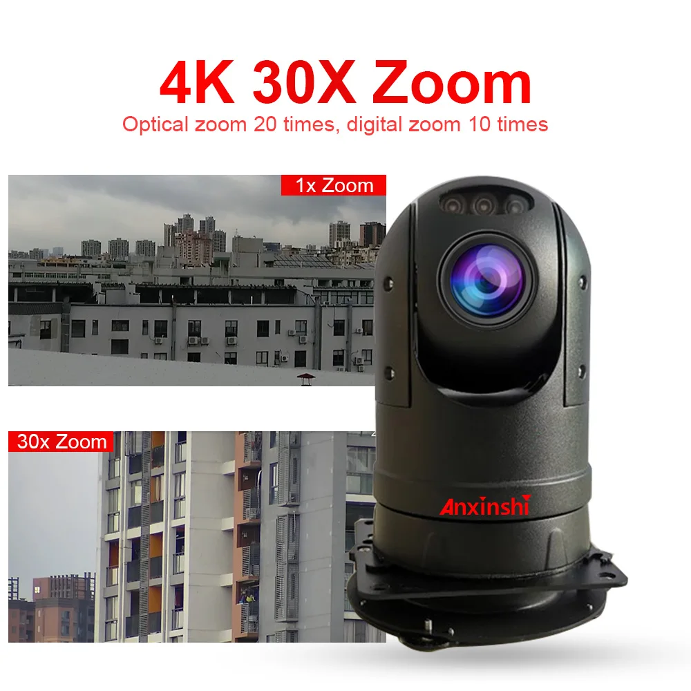 4K 30X IR PTZ Camera - Vehicle Mounted, H.265 Waterproof, Night Vision ...