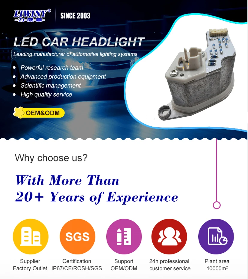 Liwiny New LED Headlight Module Left 63117406357 63117406358 1305715329 for BM-W Auto Lighting System