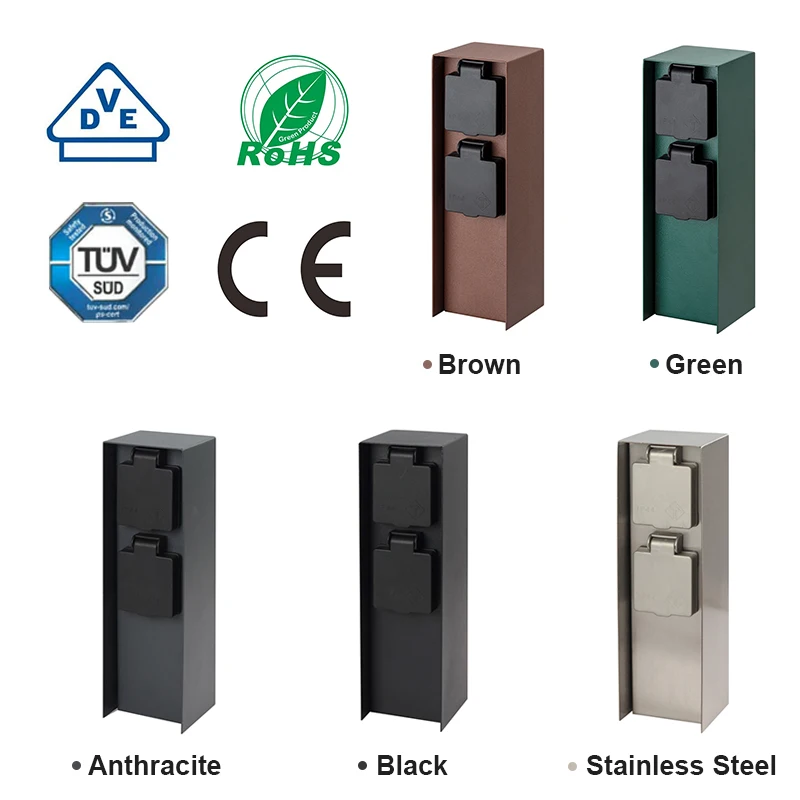 Stainless Steel Garden Socket - Outdoor IP44 Power Column