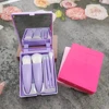 Set de brochas de maquillaje de viaje moradas