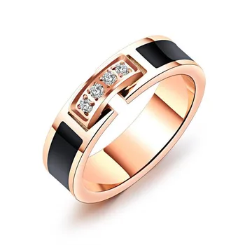 Design Your Own Jewelry Rose Gold Plated Jewelry Micro Pave Eternity Band Ring Stainless Steel Finger Zircon Rings For Women