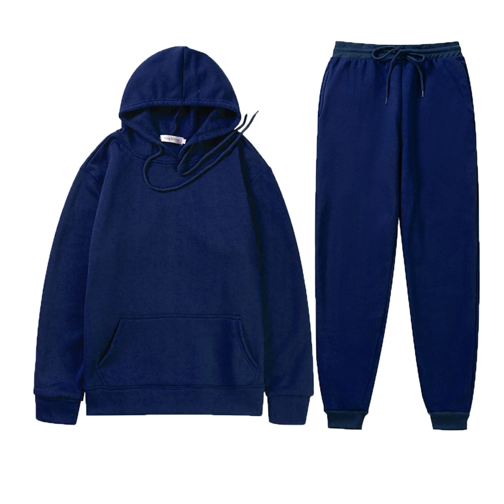 Two Piece Set Men Hoodies Pants Autumn Winter Hooded Sweatshirt ...