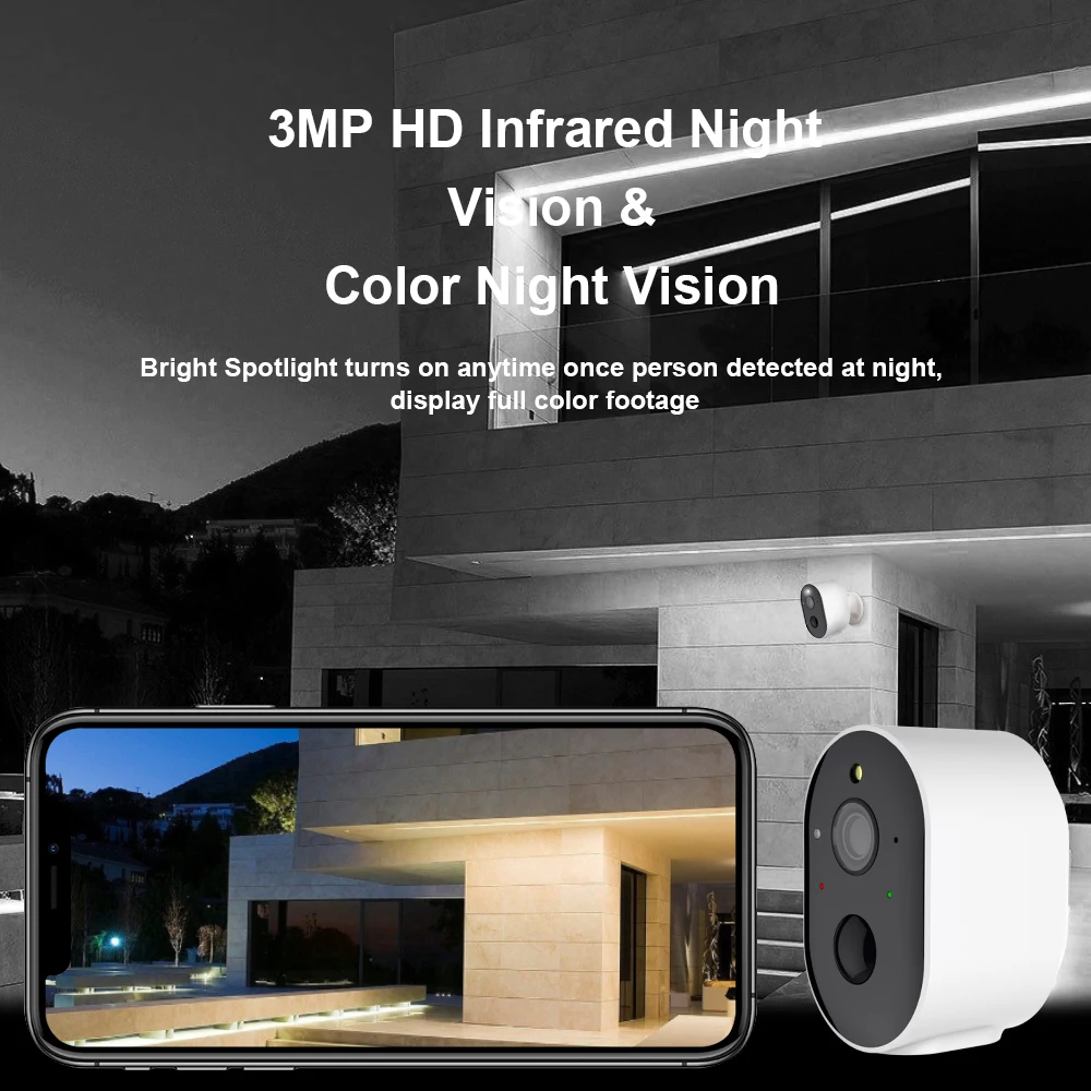Solar WIFI Camera 3MP PIR Motion Detection Night Vision