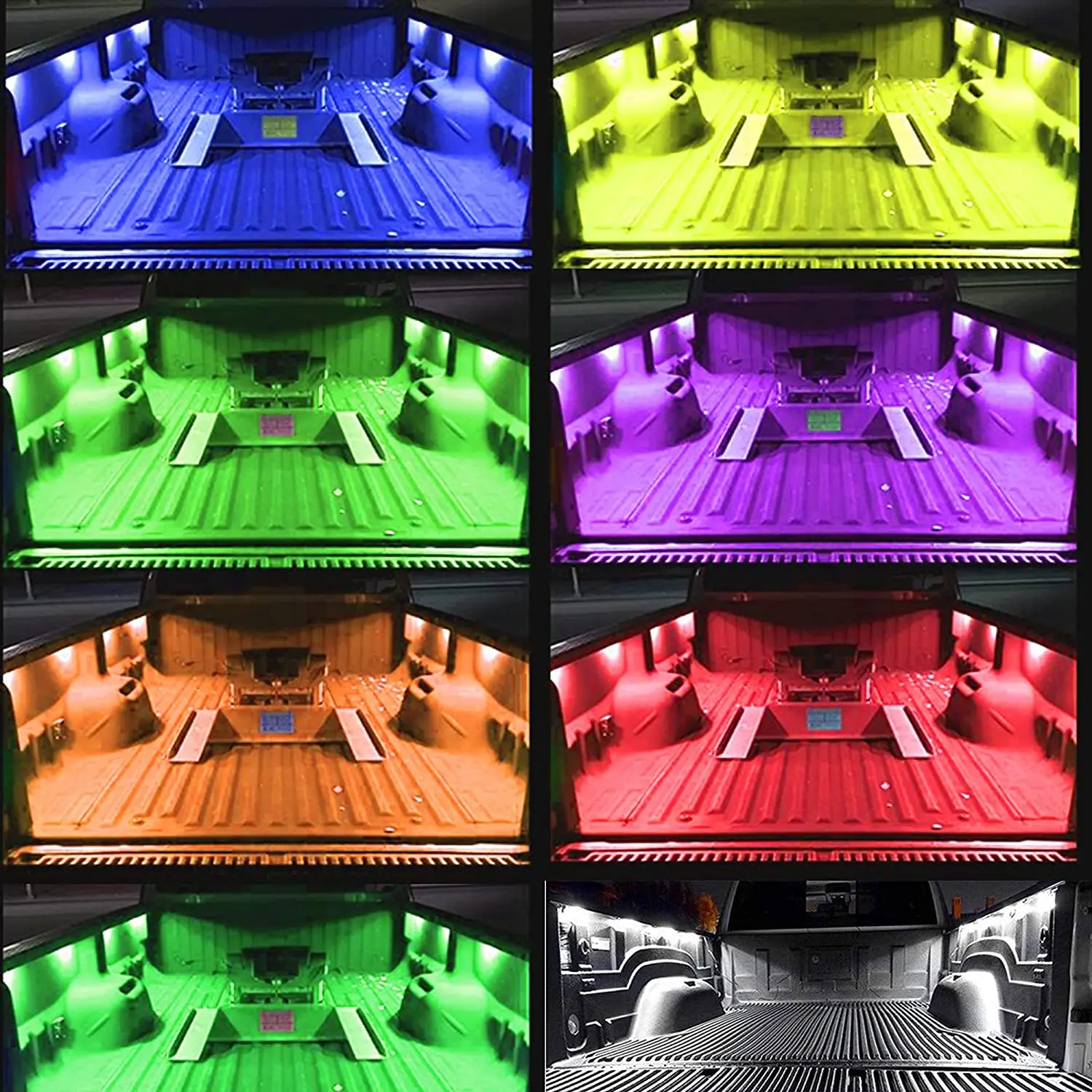 8Pcs RGB Truck Bed LED Light Kit,Waterproof Multi-Color 32 LED Pickup Cargo Rock Lighting Kits 13