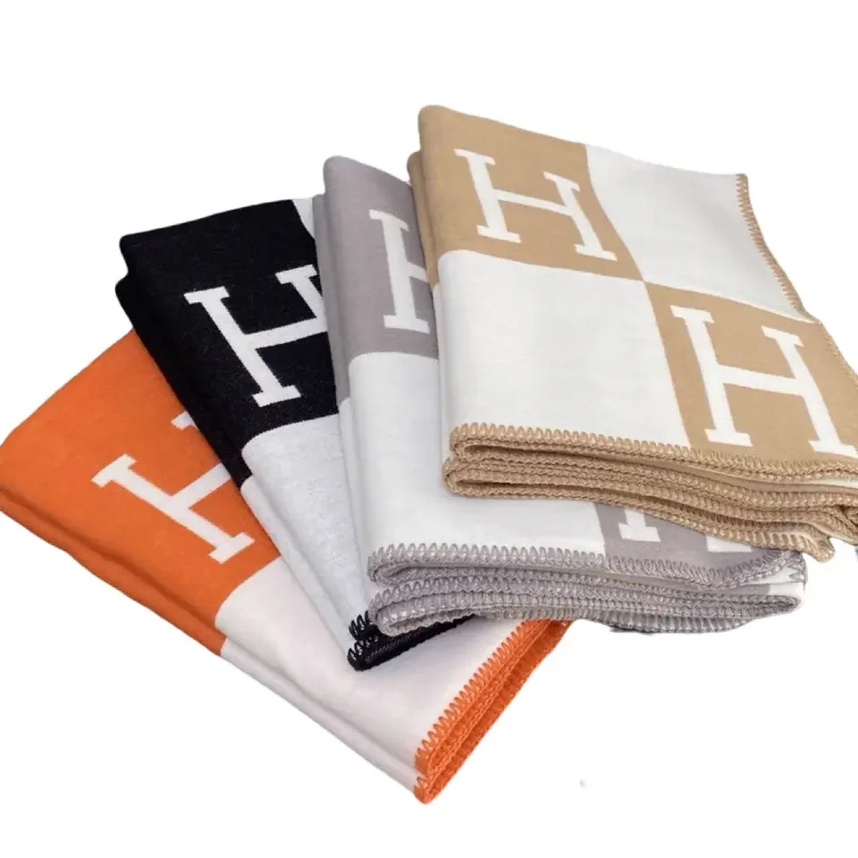 Wholesale Cashmere Wool H Letter Throw Blanket,Luxury H Blanket,Blanket