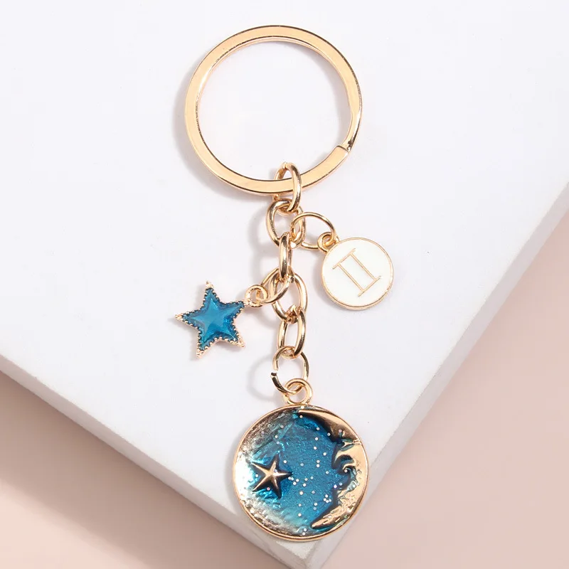 12 Constellations Keychain Keyring Pendant Gifts Metal Key Chains ...