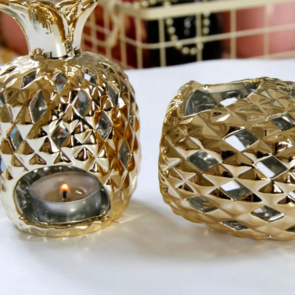 Promotion Modern Design Ceramic Candlestick Pineapple Shape for Bedroom Decor Interior Decoration
