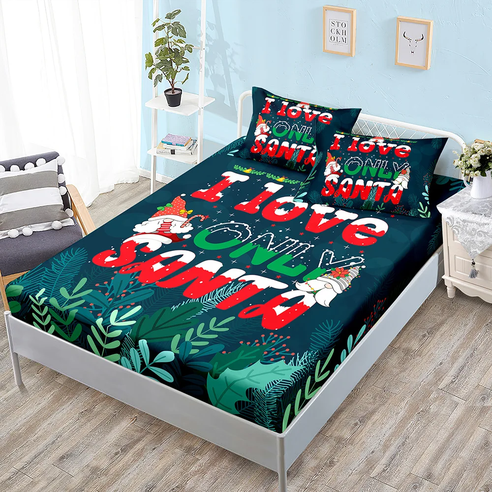 AOYATEX New Christmas Polyester Fitted sheets for beds Digital printing Bed sheet sets details