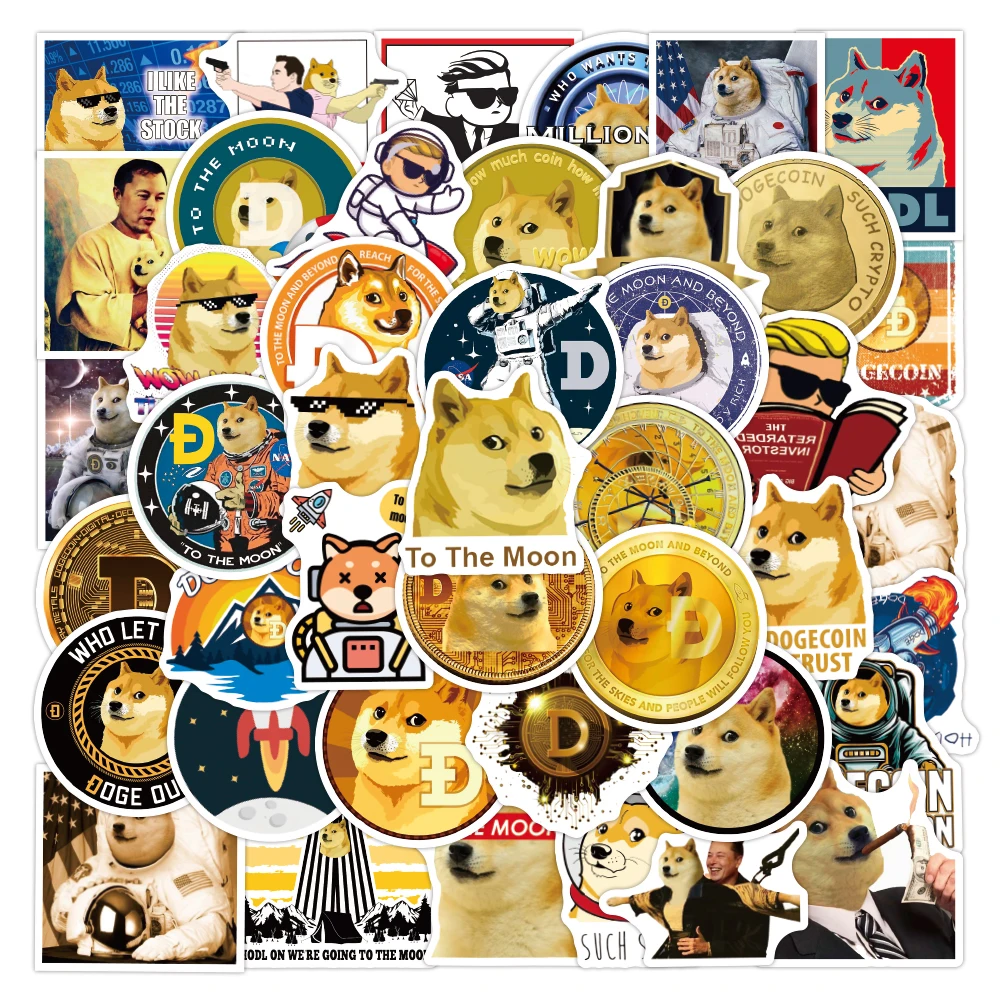 50 милых мультяшных догкоин, наклейка на багаж, ПВХ самоклеящаяся бутылка для воды, скейтборд, Подарочная наклейка для детей/подростков/взрослых