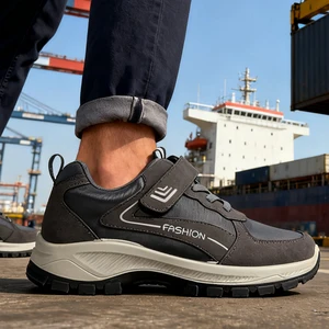 Non-slip Rubber Sole Lace-up Retro Trendy Ankle Boots Thick-soled Shock-absorbing Comfortable Wear-resistant Men Casual Shoes