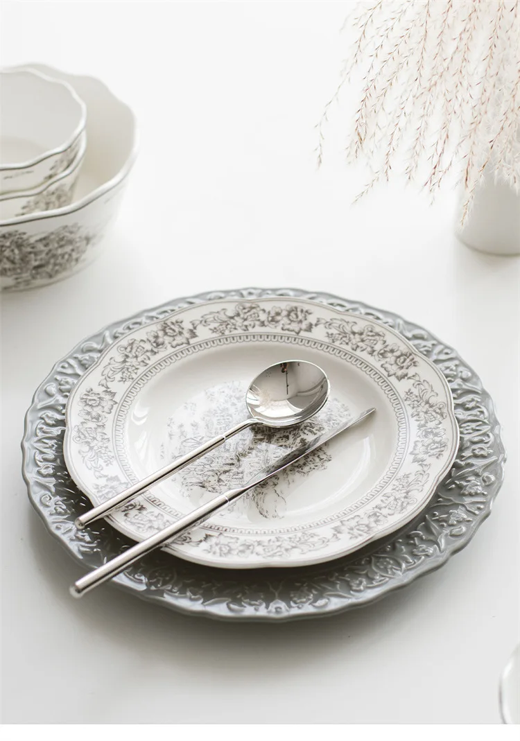 12people Use Gray Ceramic Dinnerware Sets With Teapot And Cup Saucer