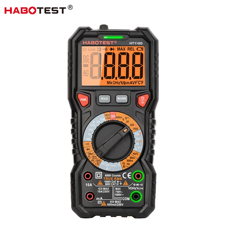 HT118C True RMS Digital Meter Measurement , 750V Digital Ohm Meter