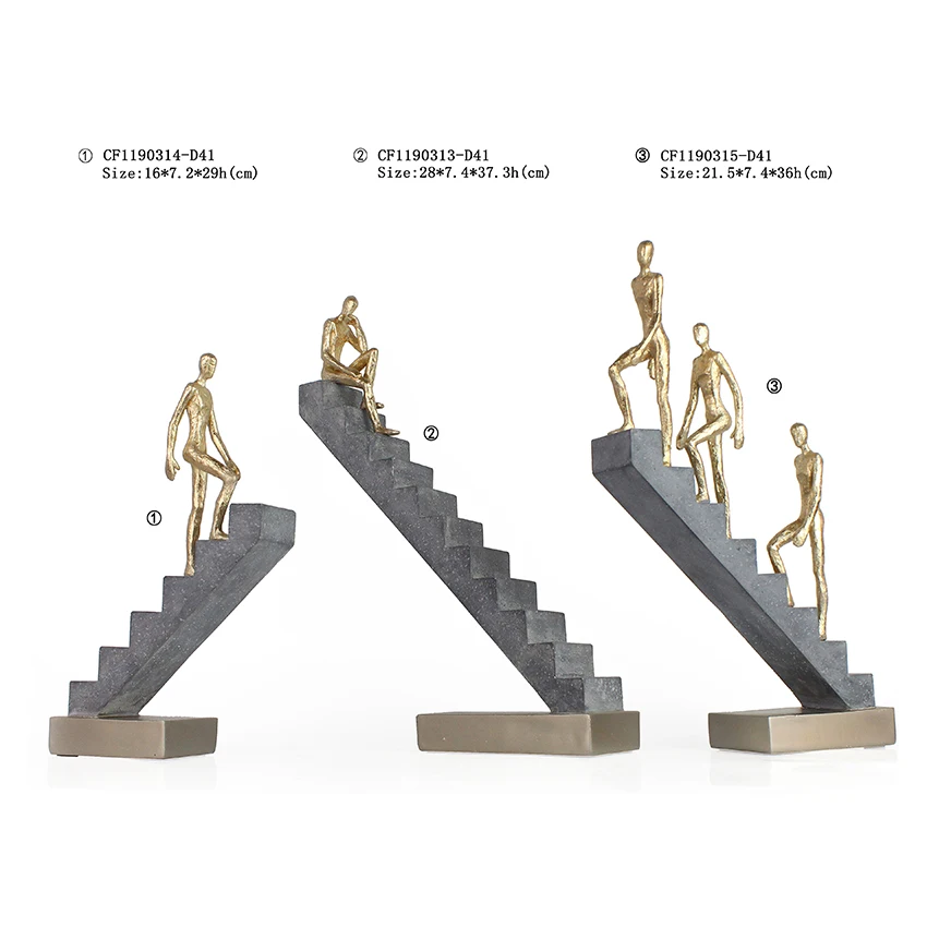 Modern creative character climbs the stairs small resin figurine crafts for living room decoration manufacture