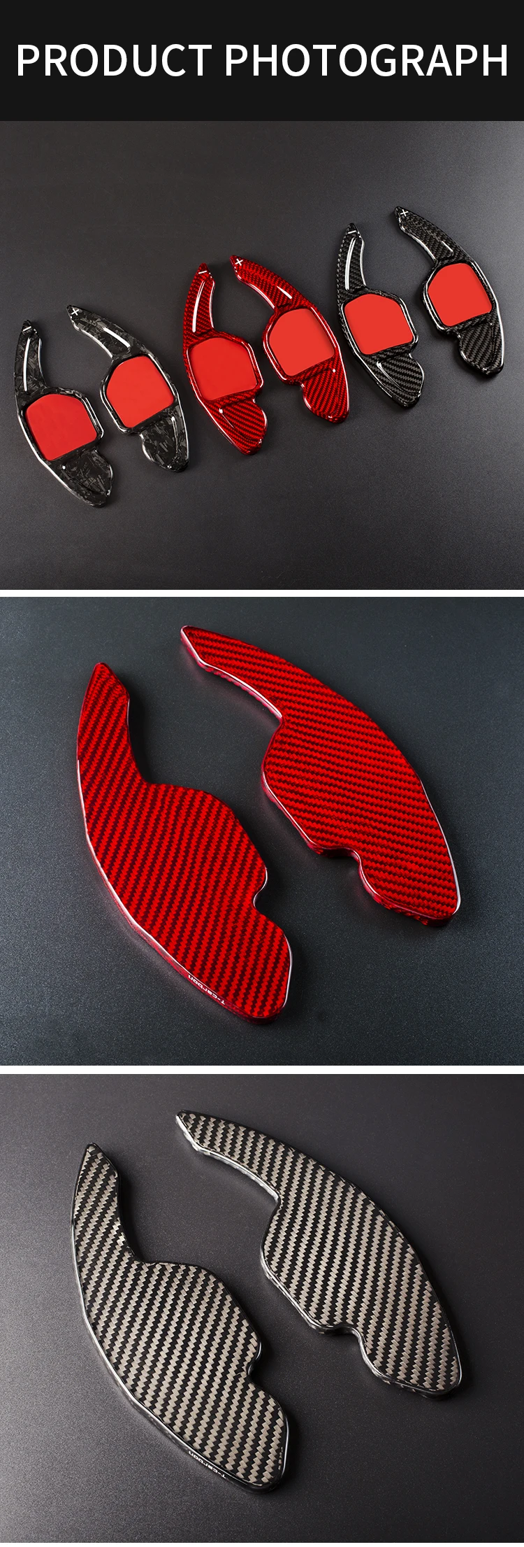 T-carbon Carbon fiber modification of steering wheel paddle shift fit for Audi A4 A6 A8 A7 TT TTS RS7 RS3 R8 shift paddle