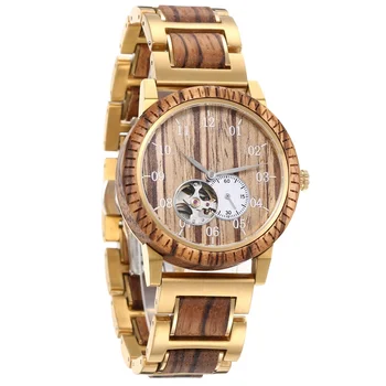 TJW High-End Men's Mechanical Watch Wooden Case Stainless Steel Band New Popular Business Style Dial Diameter 42mm Band 22mm