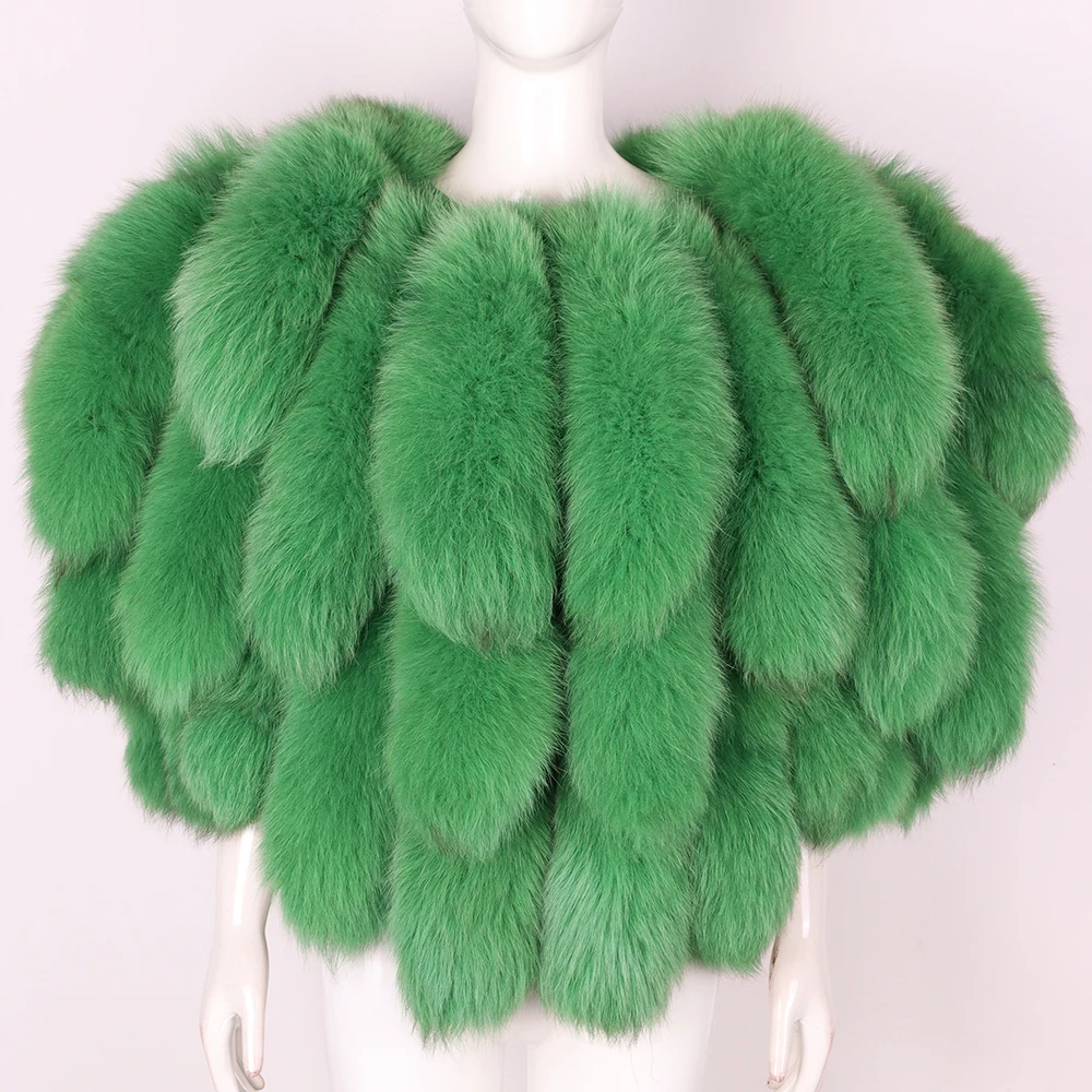 Real Fox Fur Shawl 2023 Winter Warm Fur Jacket Women Fur Shawl Jacket