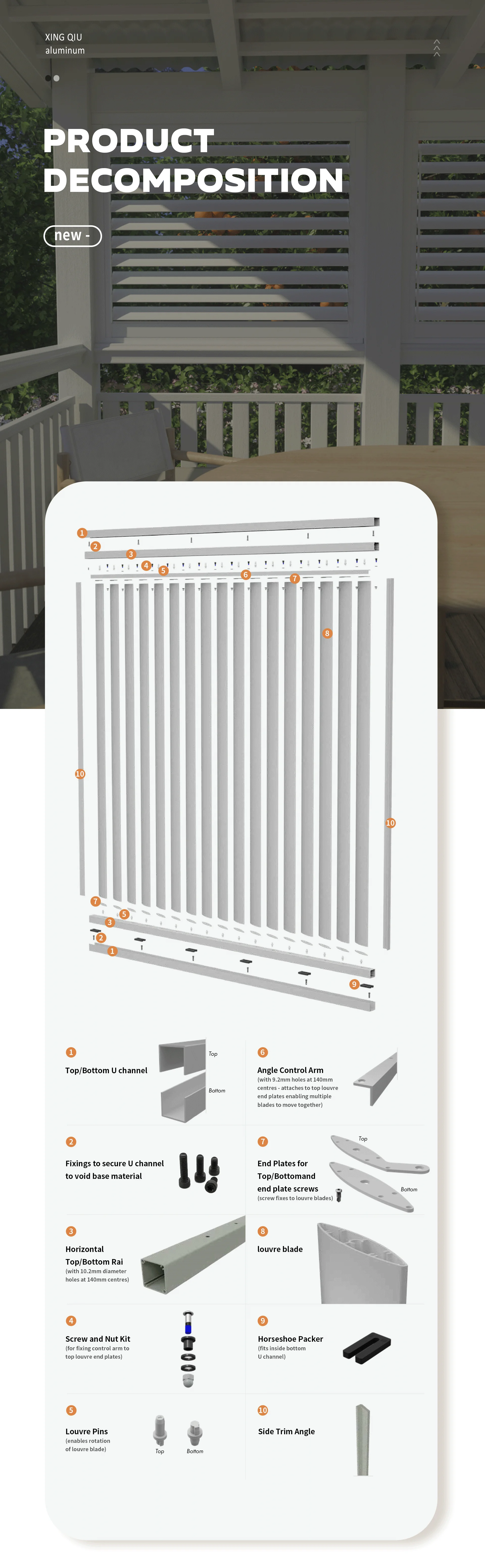 Sun Shade Security Shutter Louvers - Aluminum Extrusion