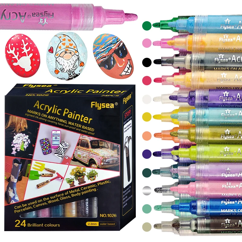 Hot Selling Safe Custom Color Waterproof  Permanent Acryl Paint Marker Pen