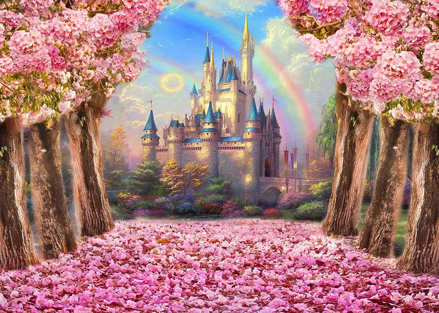 YongFoto 7x5ft Fairy Tale Photo Backdrop Castle Balcony Flower Basket Vintage Stone Arch Window Background For Wedding Photobooth Princess Birthday Baby Bridal Shower Art Portrait Photography Props