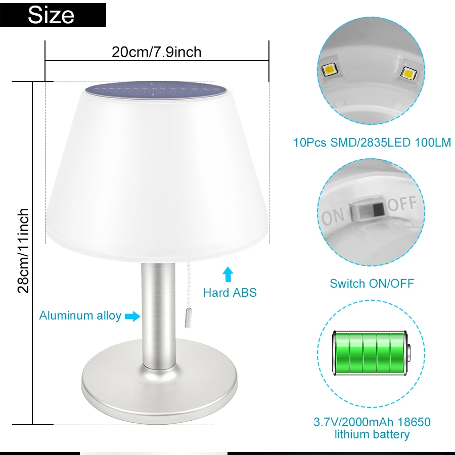 Outdoor Waterproof Indoor Family Restaurant Hotel Solar Lighting Rechargeable Eye Lamp