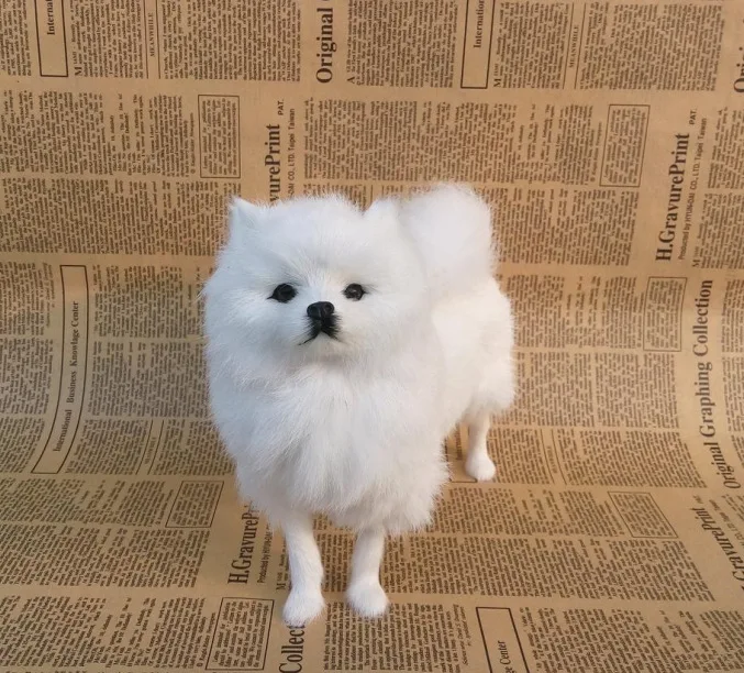 Soft Stuffed Animal Plush Pomeranian Realistic Model Toy for Kids Adults 