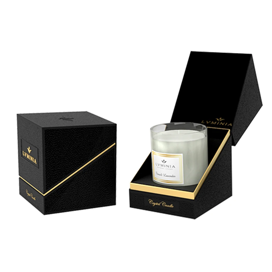 Wholesale Custom Luxury Personalized Cardboard Black Gift Jars Candle Packaging Boxes For Candles