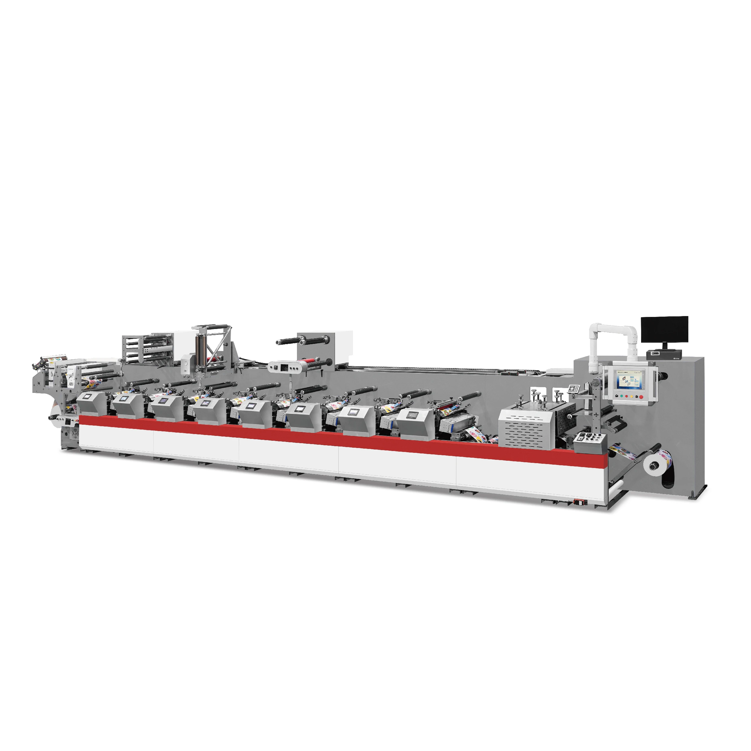 3 years warranty JZ320 6 COLORS Horizontal Automatic Label Sticker Paper Flexo Printing Machine OPP PVC FILM