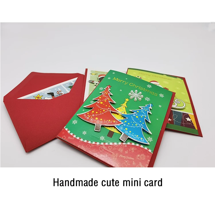 Wholesale OEM Customize bulk packs kid handmade pop up gold foil  blank printing greeting card mini Christmas card