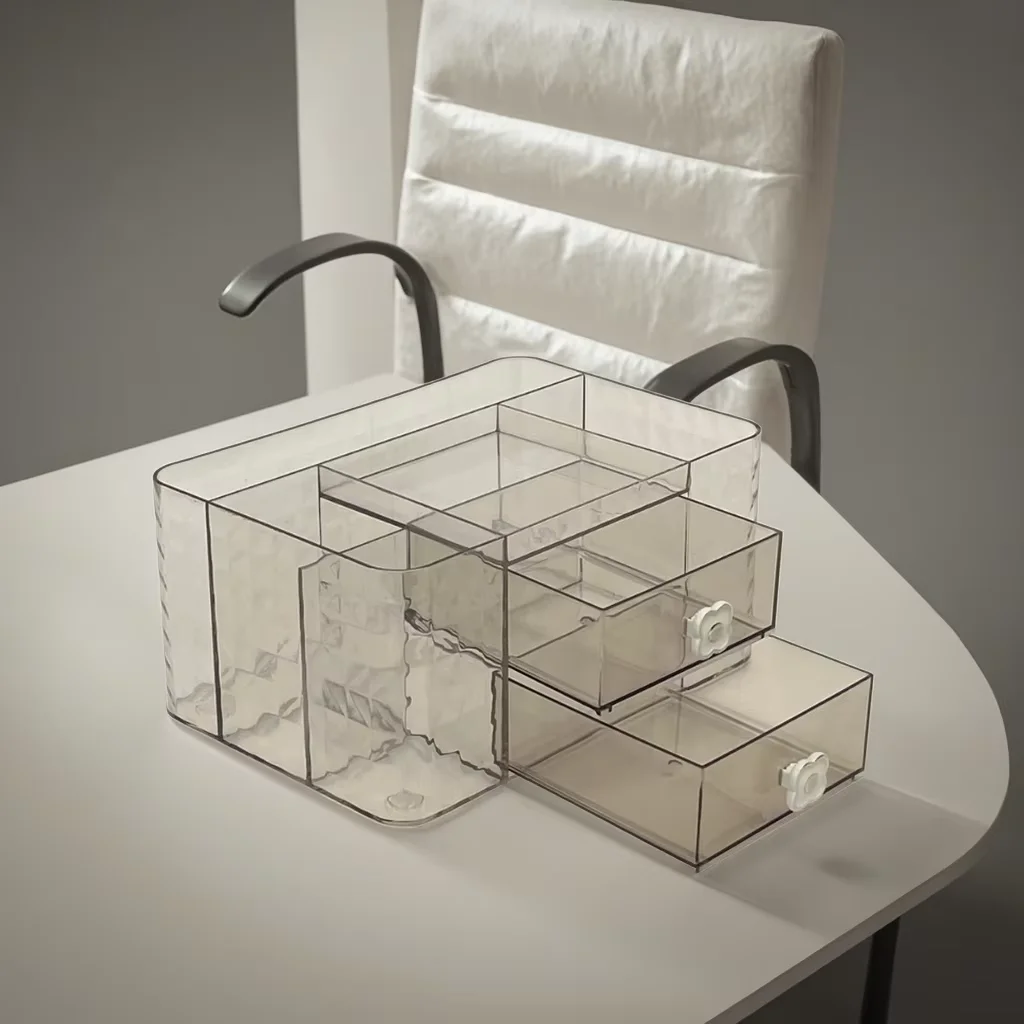 New Stock High Quality Simple Design Cleaning Desktop Convenient Diamond Patterned Pen Holder Transparent Storage Box