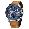 9 Blue Dial Silver Case -- Leather Belt