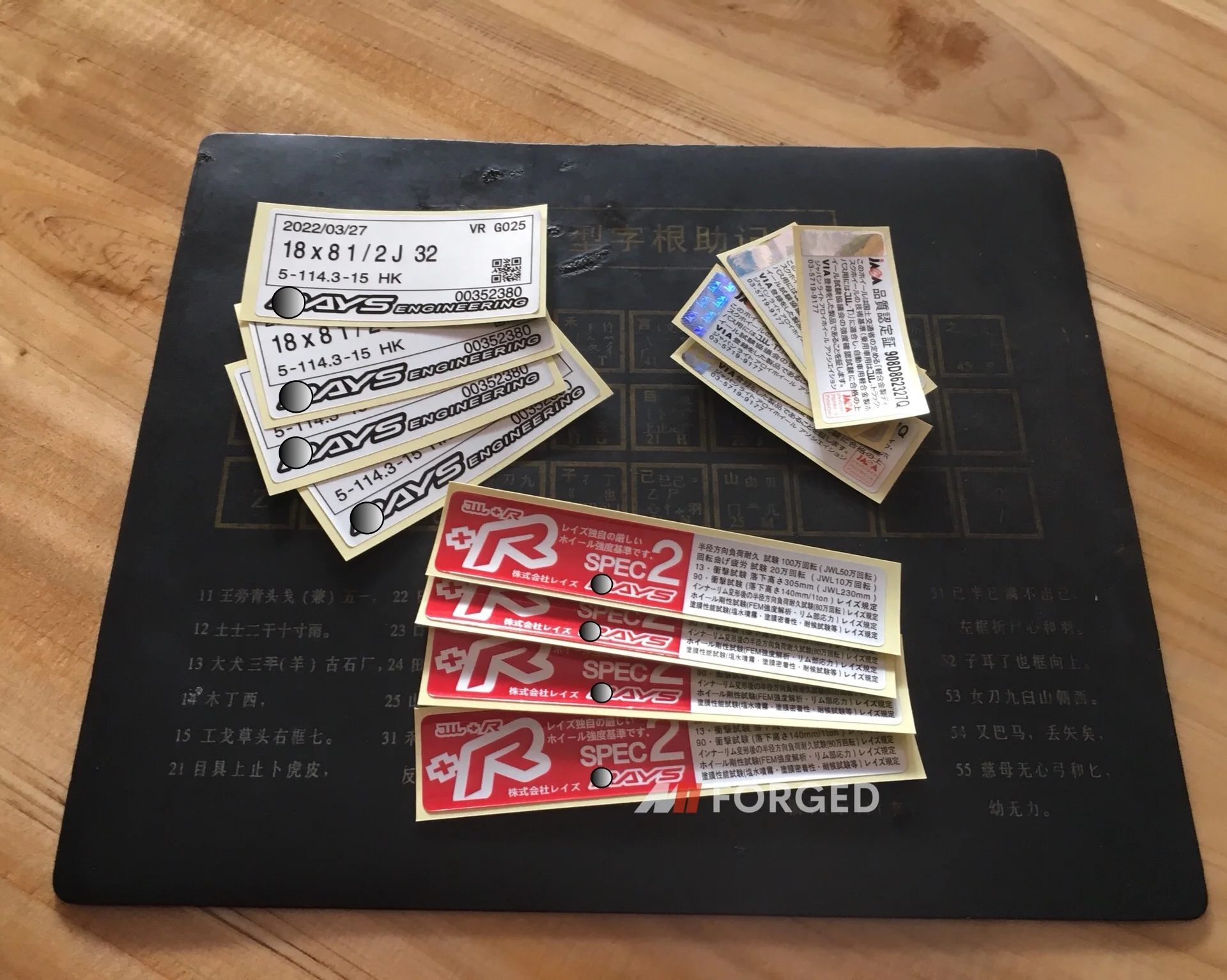 MN Authentic Factory Spec Stickers for Japanese Forged Wheels